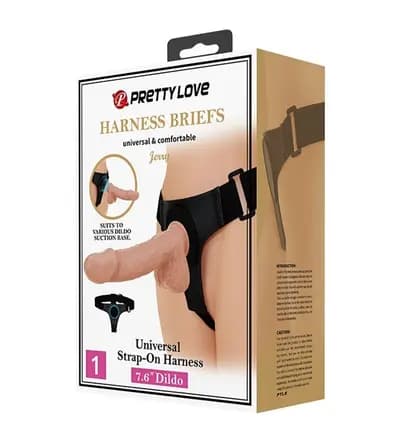 Страпон-трусики PRETTY LOVE Harness Briefs Jerry, регулируемый пояс