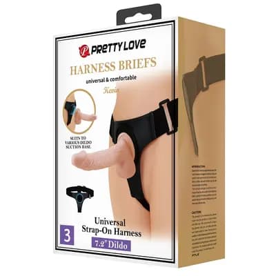 Страпон PRETTY LOVE Harness Briefs Kevin Dildo, телесный, 19 см