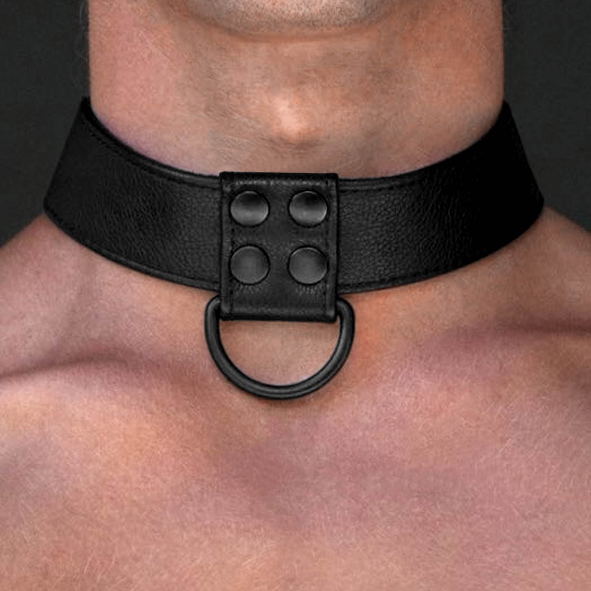 Бондаж нашийник Fetish Black Matt Collar With Leash 4