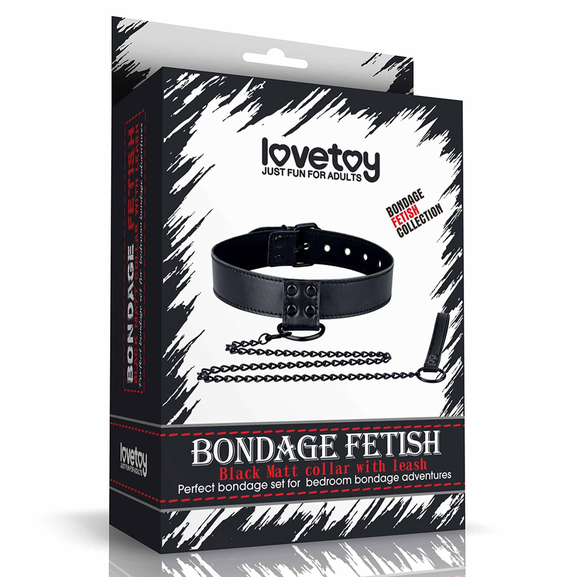 Бондаж нашийник Fetish Black Matt Collar With Leash 5