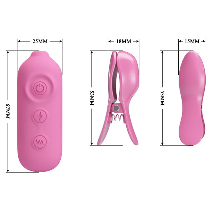 Затискачі для сосків з вібрацією та електростимуляцією Pretty Love Nipple Clips Romantic Wawe II, ро 3